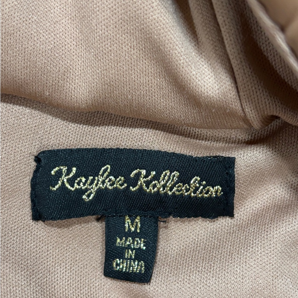 KAYLEE KOLLECTION WOMENS VINYL TAN CROPPED HOODED PUFFER JACKET size M - Picture 5 of 5